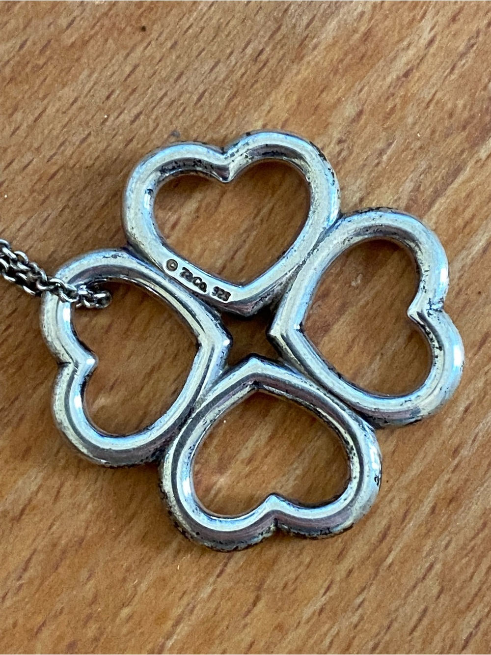 Tiffany & Co. Sterling Silver Open-Heart Clover Pendant Necklace